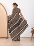 MULMUL UMBER BROWN BLOCK PRINTED MODAL SATIN SAREE MULMUL UMBER BROWN BLOCK PRINTED MODAL SATIN SAREE